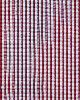 Kiton Two-Tone Plaid Dress Shirt, Red/Purple