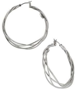 Kenneth Cole NEW YORK Silver-Tone Twisted Wire Hoop Earrings