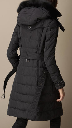 Burberry Down-Filled Coat with Fur Trim