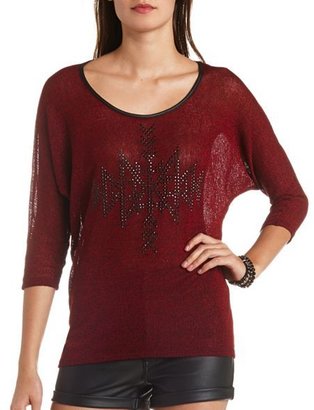 Charlotte Russe Sheer Aztec Embellished Tunic Top