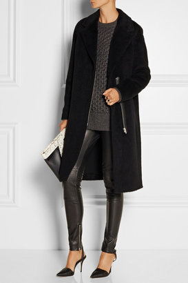 Alexander Wang T by Leather-trimmed wool and alpaca-blend coat