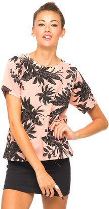 Motel Rocks Motel Pacey T Shirt Blouse in Two Tone Floral Peach