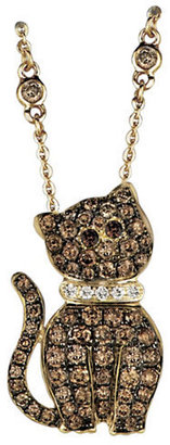 LeVian Chocolate Diamond Cat Pendant in 14 Kt. Honey Gold