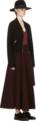 Yang Li Burgundy Layered Wool Skirt