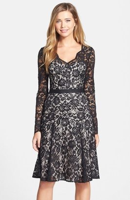 Maggy London Long Sleeve Lace Fit & Flare Dress
