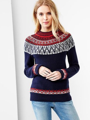 Gap Reverse fair isle mockneck sweater