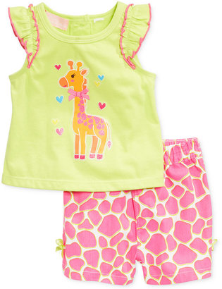Kids Headquarters Little Girls' 2-Piece Giraffe-Print Top & Shorts Set