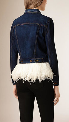 Burberry Denim Jacket With Ostrich Feathers