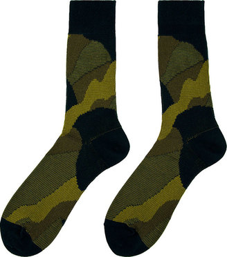 Yohji Yamamoto Green & Black Camo Socks
