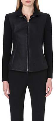 Armani Collezioni Leather-panelled jacket