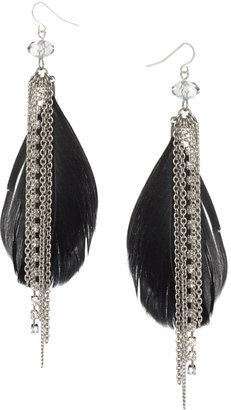 Lipsy Feather And Chain Drop Earrings