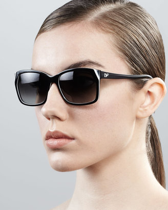 Diane von Furstenberg Darcee Rectangle Sunglasses, Black