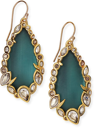 Alexis Bittar Teal Lucite & Crystal Lace Drop Earrings