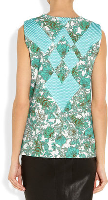 Thakoon Printed Scuba-Jersey And Mesh Top