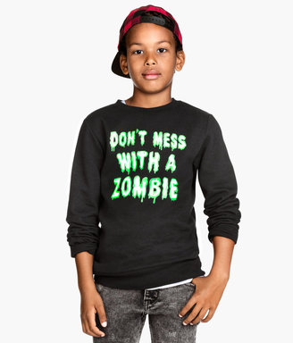 H&M Sweatshirt with Printed Design - Black - Kids