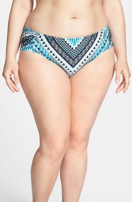 Becca Etc 'Mayan' Shirred Side Hipster Bikini Bottoms (Plus Size)