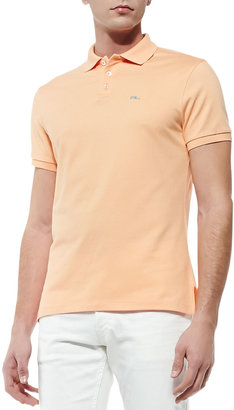 Ralph Lauren Black Label Short-Sleeve Polo Shirt with Blue RL Logo, Peach