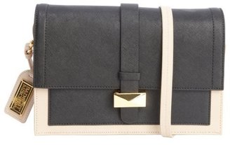 Badgley Mischka black and khaki leather 'Lena' shoulder bag