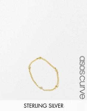 ASOS Curve CURVE Gold Plated Sterling Silver Chain Ring - gold