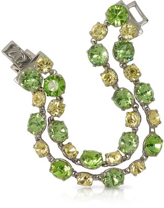 Forzieri Green and Pale Yellow Crystal Bracelet