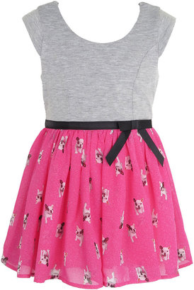 JCPenney Pinky Chiffon Dog Print Dress - Girls 2t-6