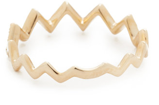 Ef Collection 14k Gold Pave Diamond Zigzag Stack Ring