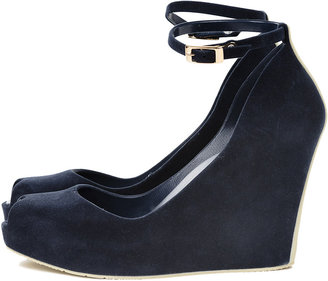 Melissa Patchuli Wedge Blue Flocked/Green