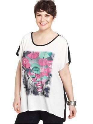 Style&Co. Plus Size Printed Button-Back Top