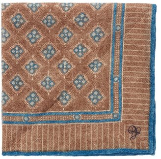 Canali Foulard pattern wool pocket square