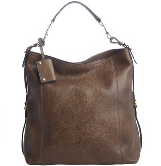 Gucci brown leather large hobo bag