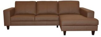 Ben de Lisi Home Brown leather 'Cara' right hand facing chaise corner sofa with dark wood feet