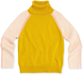 Chloé Colorblock Turtleneck Sweater, Mustard, 6A-10A