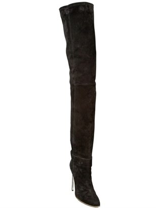 Balmain 100mm Over The Knee Stretch Suede Boots