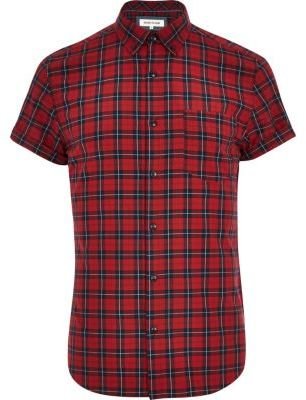 River Island Red tartan short sleeve shirt
