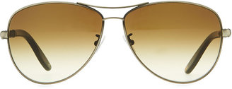 Bottega Veneta Metal Aviator Sunglasses with Intrecciato, Silvertone