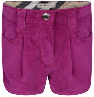 Burberry Baby Girls Purple Velvet Shorts
