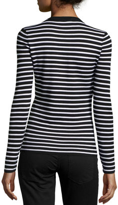 Michael Kors Striped Cashmere Top, Black/White