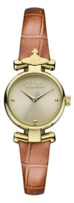 Vivienne Westwood ladies' gold-plated leather watch strap