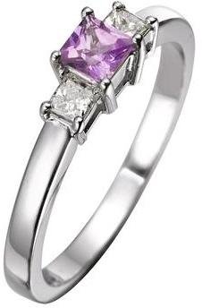 Trilogy 9 Carat White Gold 20pt Diamond And Pink Sapphire Ring