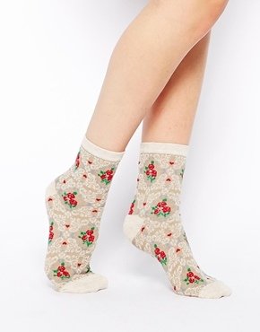 ASOS Socks With Tapestry Floral Print - Multi