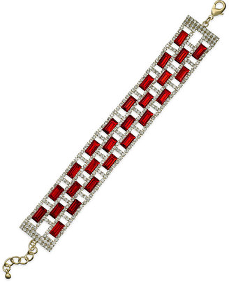 Charter Club Gold-Tone Red and Clear Crystal Bracelet