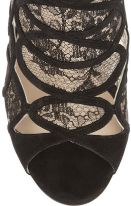 Jimmy Choo Fonda suede and lace sandals