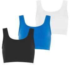 New Look Teens 3 Pack Black Blue and White Seamless Crop Vests