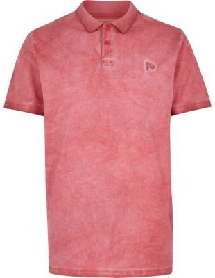 River Island Red washed short sleeve polo shirt