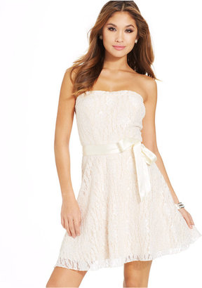 Speechless Juniors' Strapless Lace Dress (Only at Macy's)