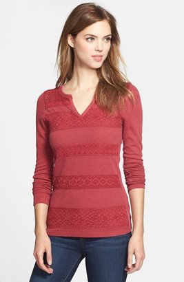 Lucky Brand Lace Stripe Thermal Tee