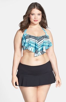 Becca Etc 'Mayan' Ruffle Bikini Top (Plus Size)