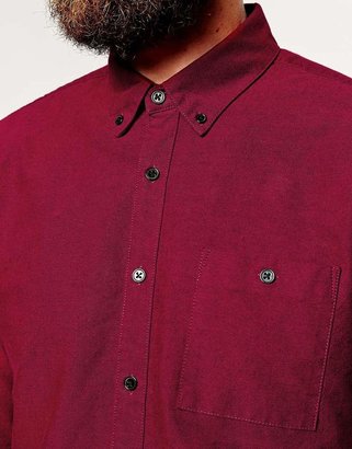 ASOS Tonic Oxford Shirt In Berry With Long Sleeves