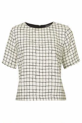 Topshop Short sleeve tee with all over window panel print. 100% polyester. machine washable.