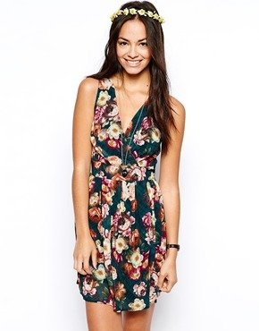 Wal G Wrap Front Dress In Floral Print - Multi